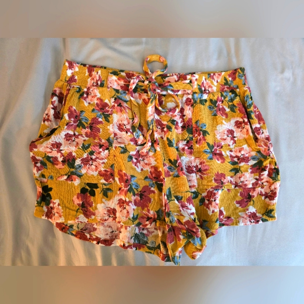 Yellow floral shorts
